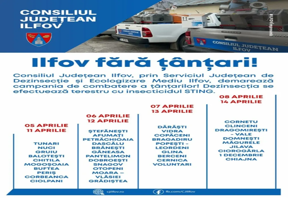 Continuă campania de dezinsecţie ”Ilfov fără țânțari”