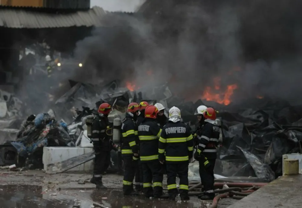 Incendiu în Popești Leordeni. Focul a pornit de la o hala și s-a extins la vegetația din jur