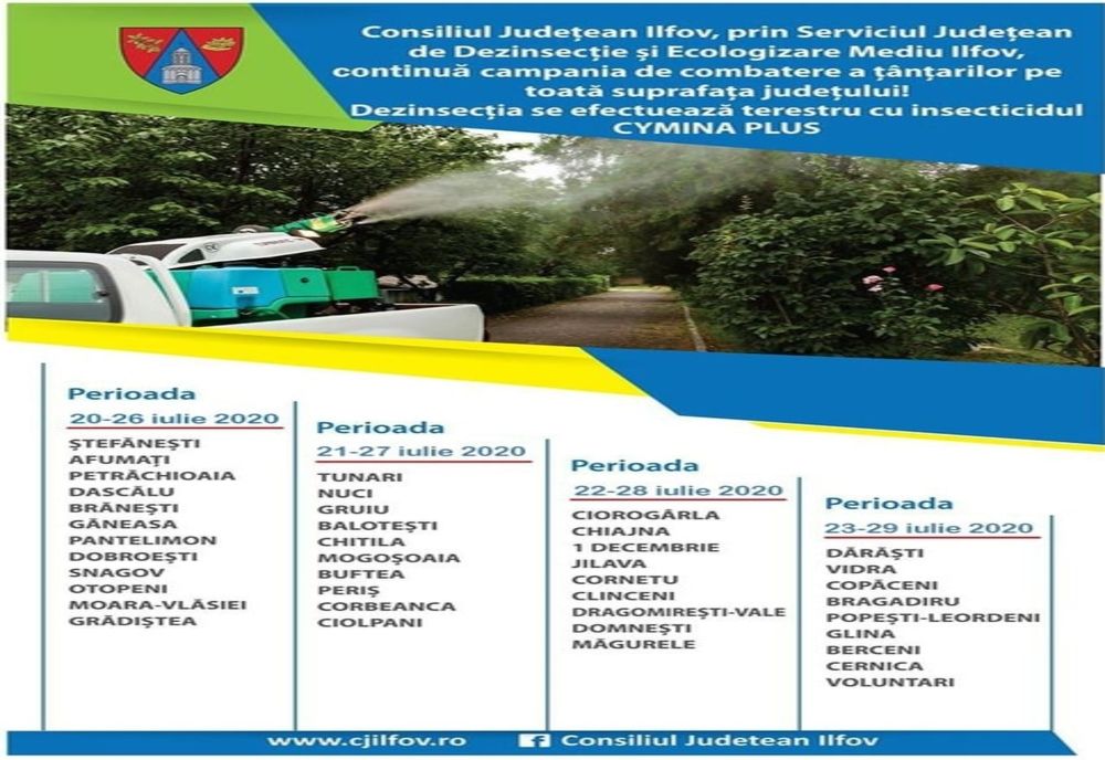 Continuă dezinsecția în județul Ilfov