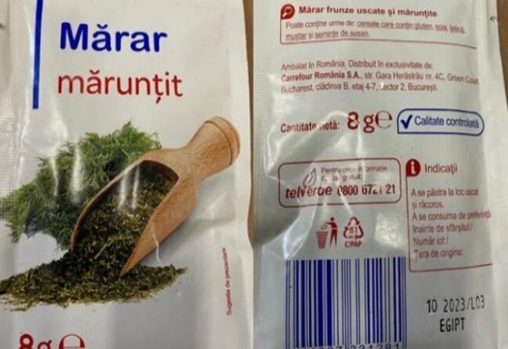Mărar uscat care ar conține pesticide, retras de la comercializare