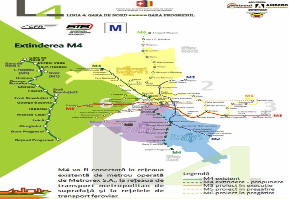 Aviz pentru magistrala de metrou M4, pe tronsonul Gara de Nord-Gara Progresul