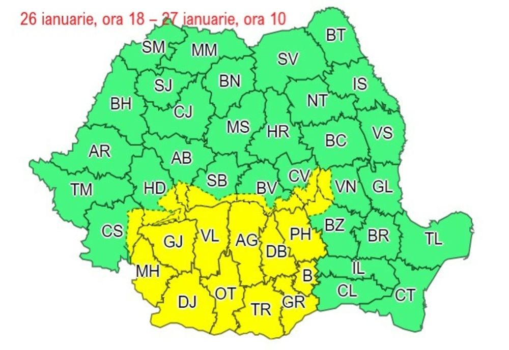 Atenționare meteo cu COD GALBEN pentru București și Ilfov