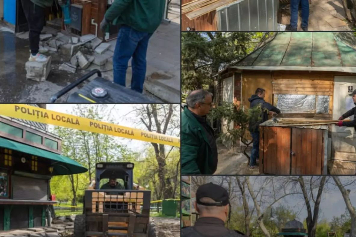 Asalt asupra construcțiilor ilegale din Cișmigiu. Toate anexele, puse la pământ de echipele Primăriei 