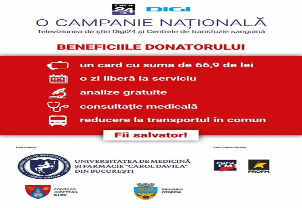 Ilfov. Campanie de donare de sânge în Otopeni