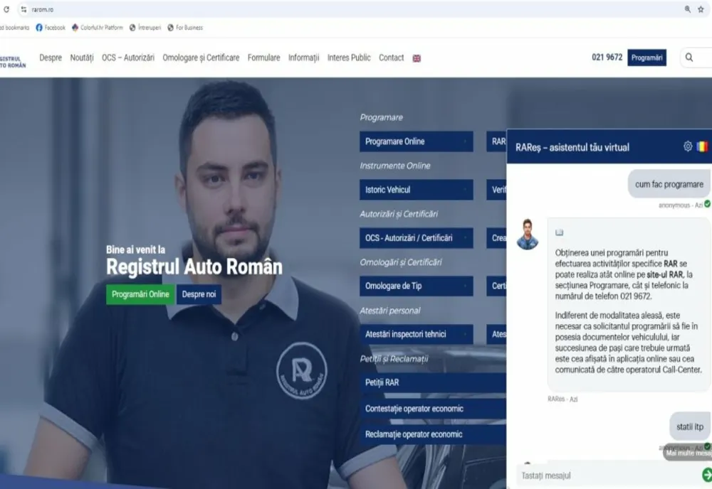 INFORMAȚII TEHNICE CE ȚIN DE REGISTRUL AUTO ROMÂN, DE LA CHATBOTUL RAREȘ
