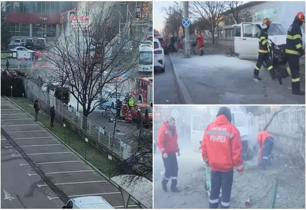 O femeie a fost rănită de o dubă care a intrat pe trotuar