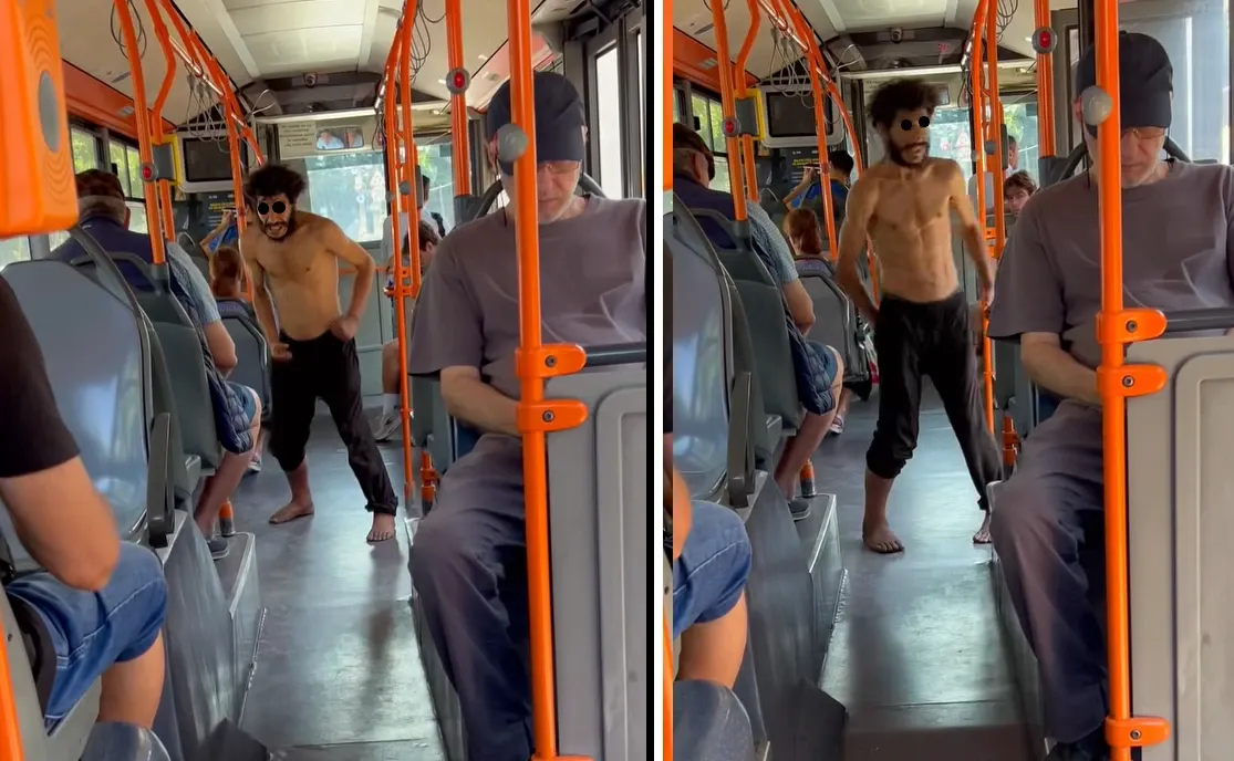 Bărbat agresiv intr-un autobuz (sursă: Reclamații STB/FB)