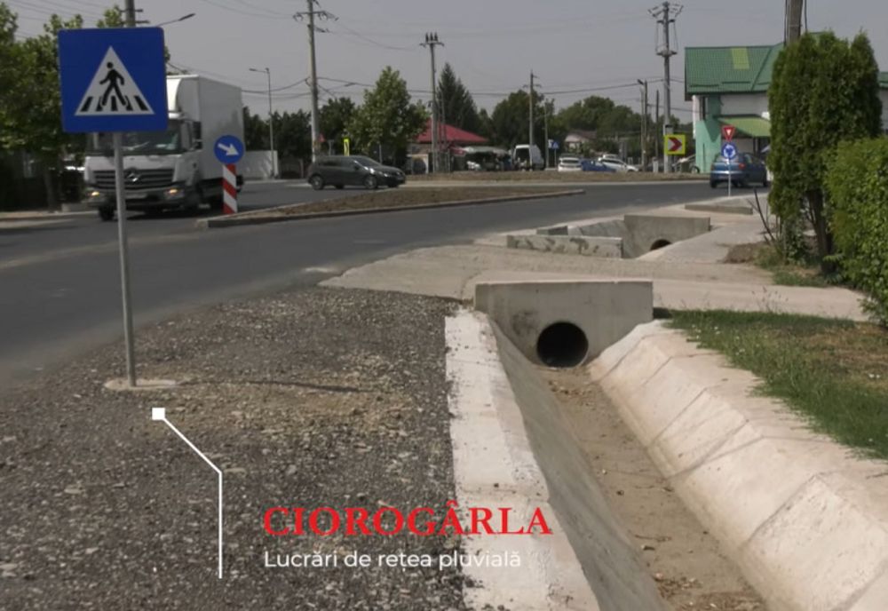 Ciorogârla: Lucrări finalizate la sistemul de ape pluviale și la sensul giratoriu de la intersecția DJ 601 – DJ 602