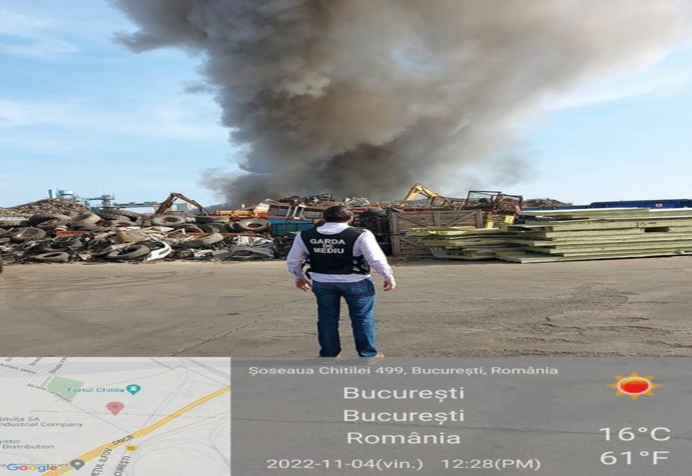 Incendiul de la Chitila, monitorizat de comisarii Gărzii Naţionale de Mediu 