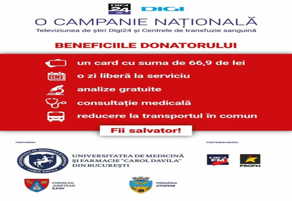 Ilfov. Campanie de donare de sânge în Otopeni
