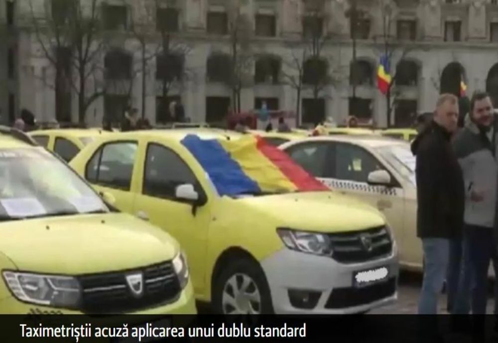 Protest al taximetriștilor în Piața Constituției. Centrul Bucureștiului, blocat