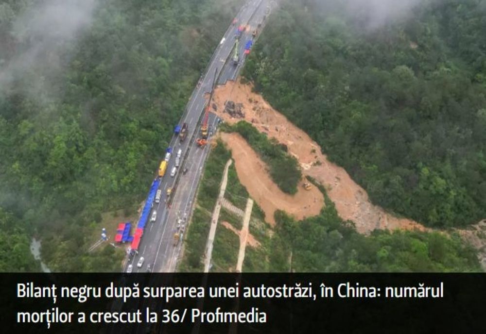 Bilanț negru după surparea unei autostrăzi, în China: numărul morţilor a crescut la 36