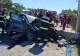 Scene de groază pe DN5, la Jilava, după un accident grav. Mașina, distrusă complet după ce a intrat într-un stâlp